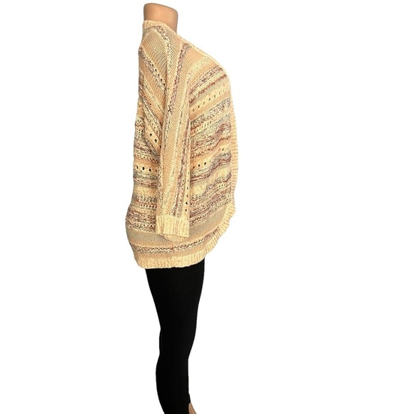 Chicos Open Front Knit Cream and Pink Cardigan - Picture 5 of 8